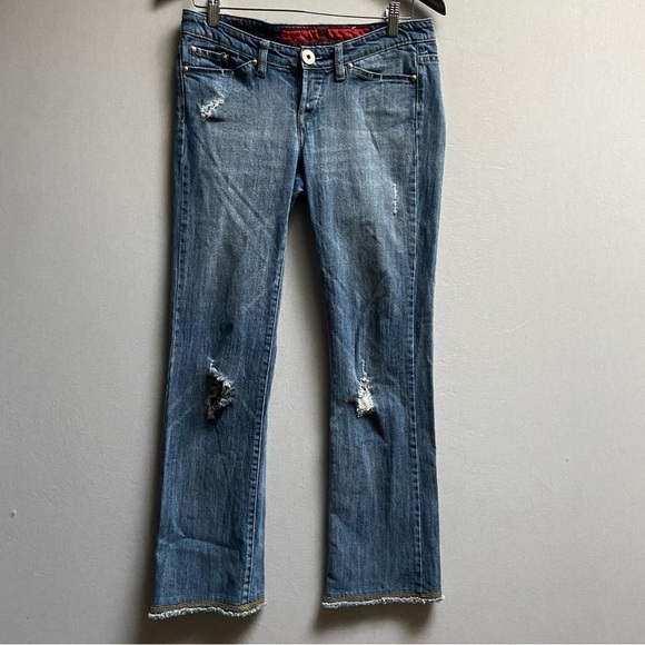 Marithé François Girbaud Rock star Style Distressed low rise denim Jeans Sz 27 - Picture 1 of 14